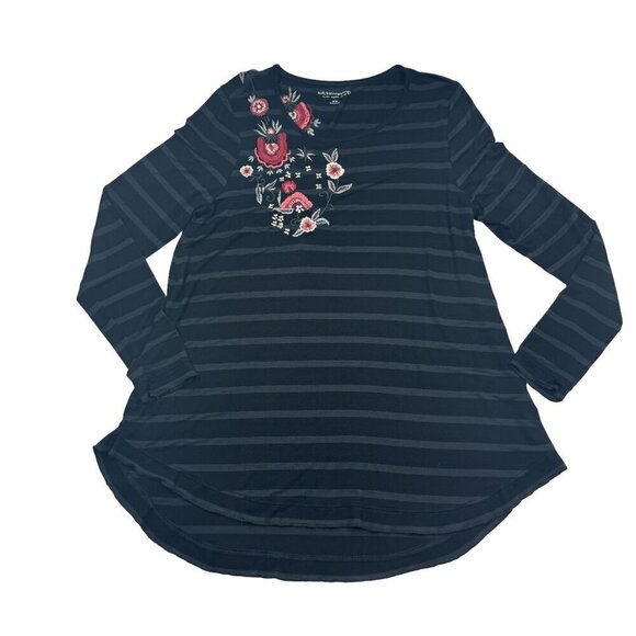 Soft Surroundings Striped Embroidered Tunic Top Women's Size Large - Picture 1 of 7